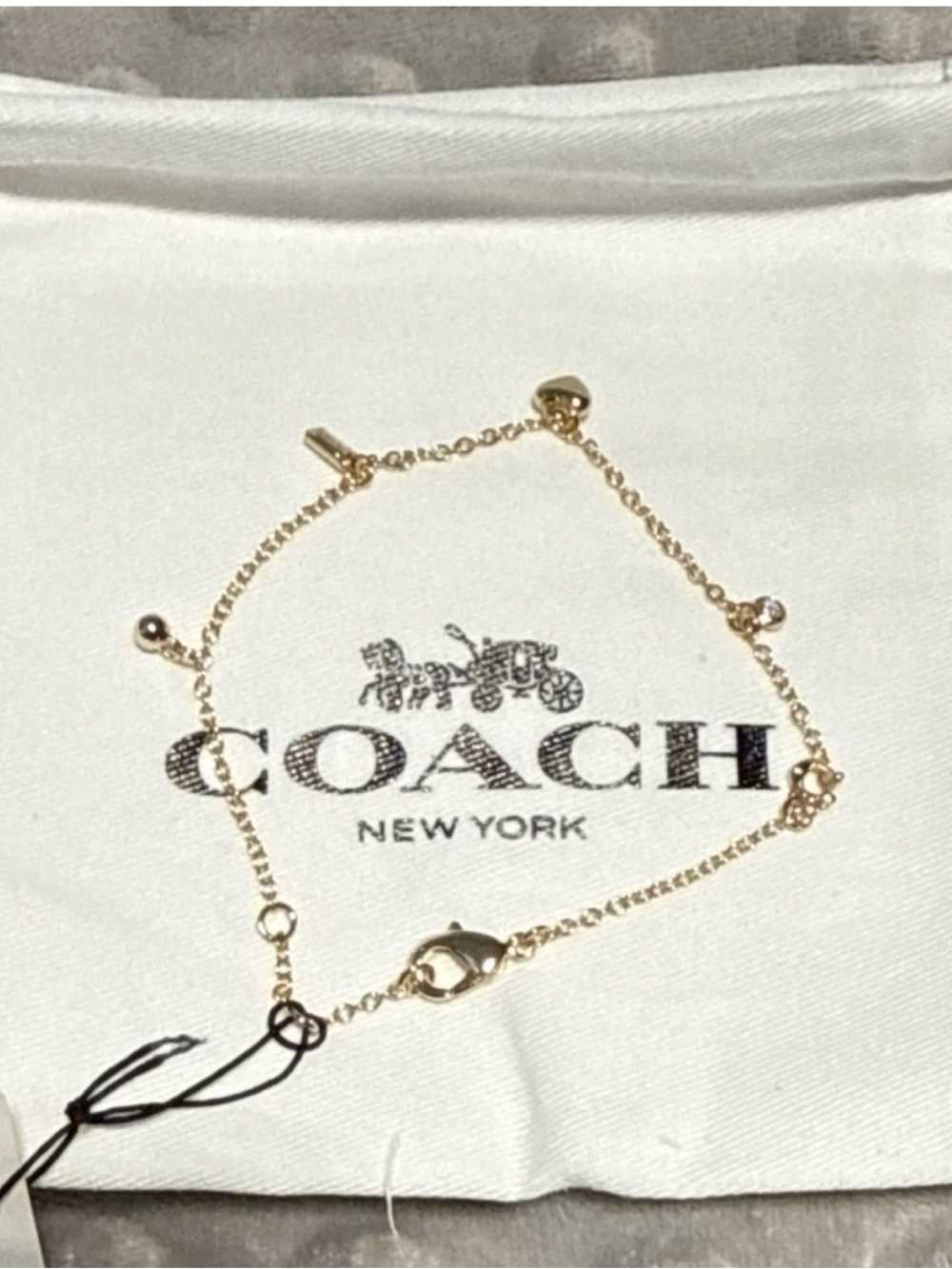 Coach Gold-Tone Charm Bracelet with Chain Detail - Picture 1 of 9